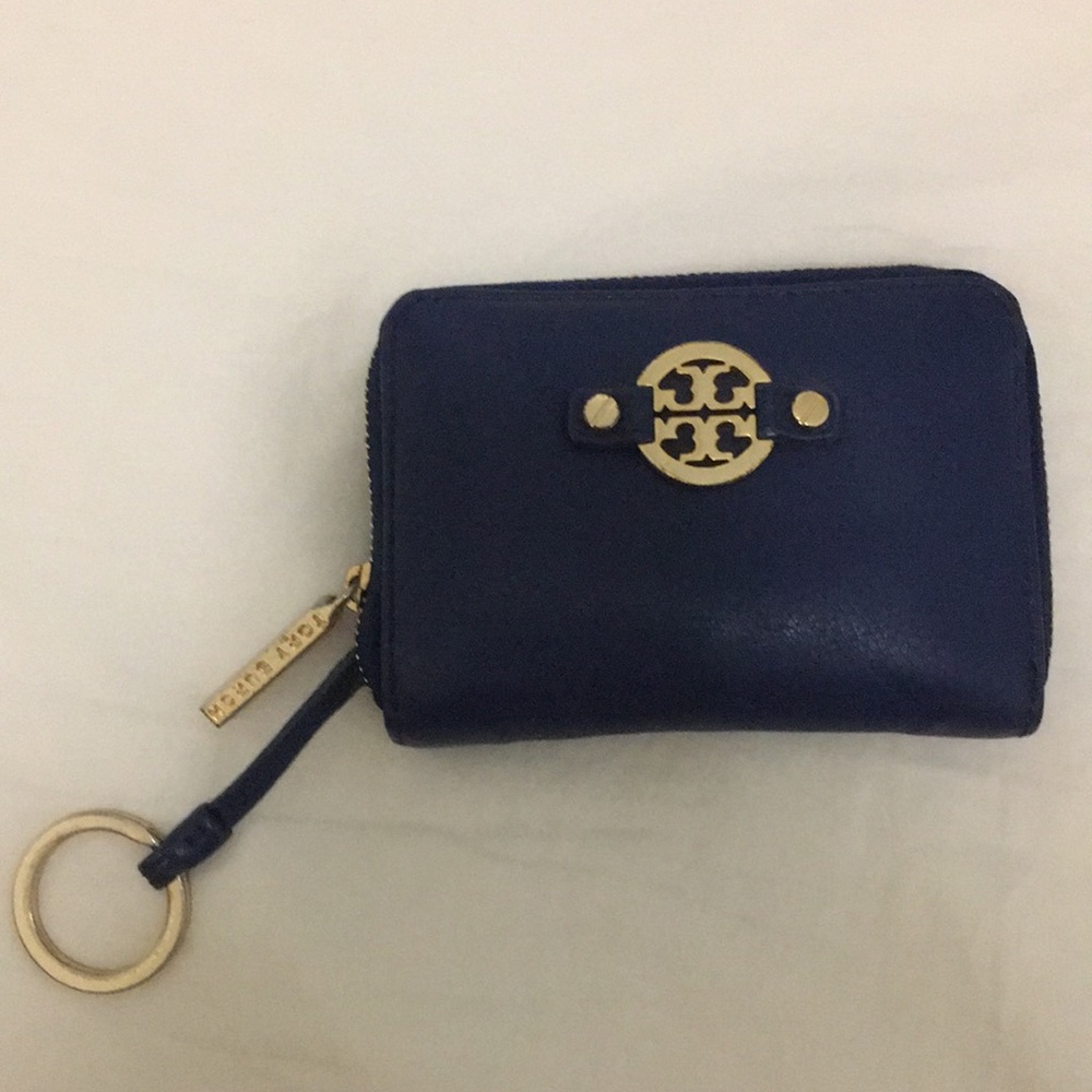 Tory Burch Blue Wallet with Gold Accents